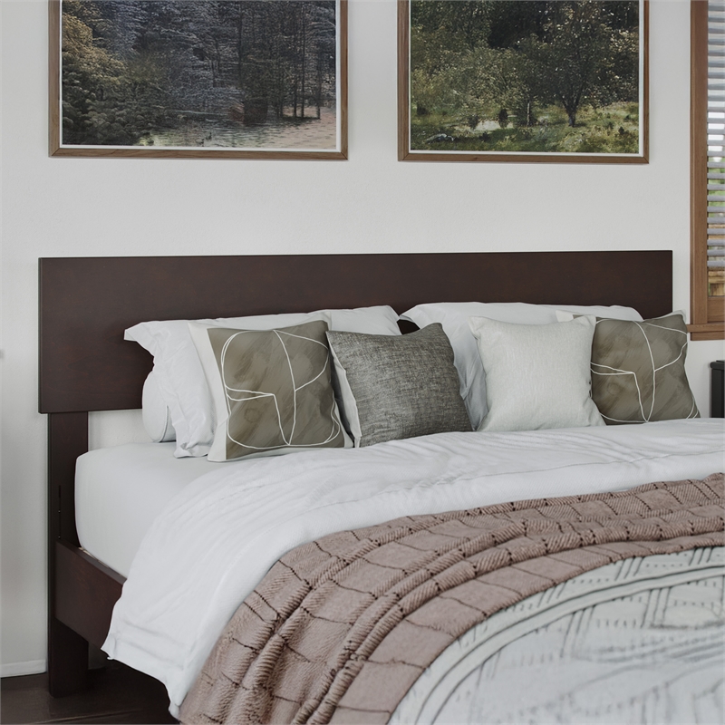 Aria Full Solid Wood Modern Low Profile Platform Bed in Espresso