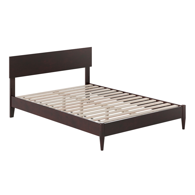Aria Full Solid Wood Modern Low Profile Platform Bed in Espresso