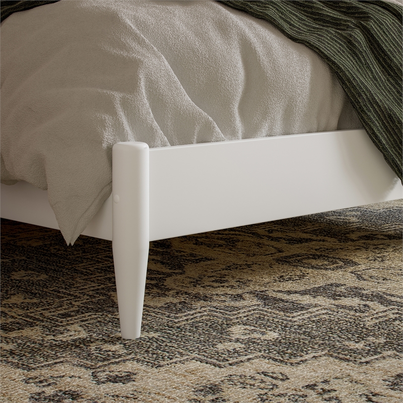 Aria Full Solid Wood Modern Low Profile Platform Bed in White