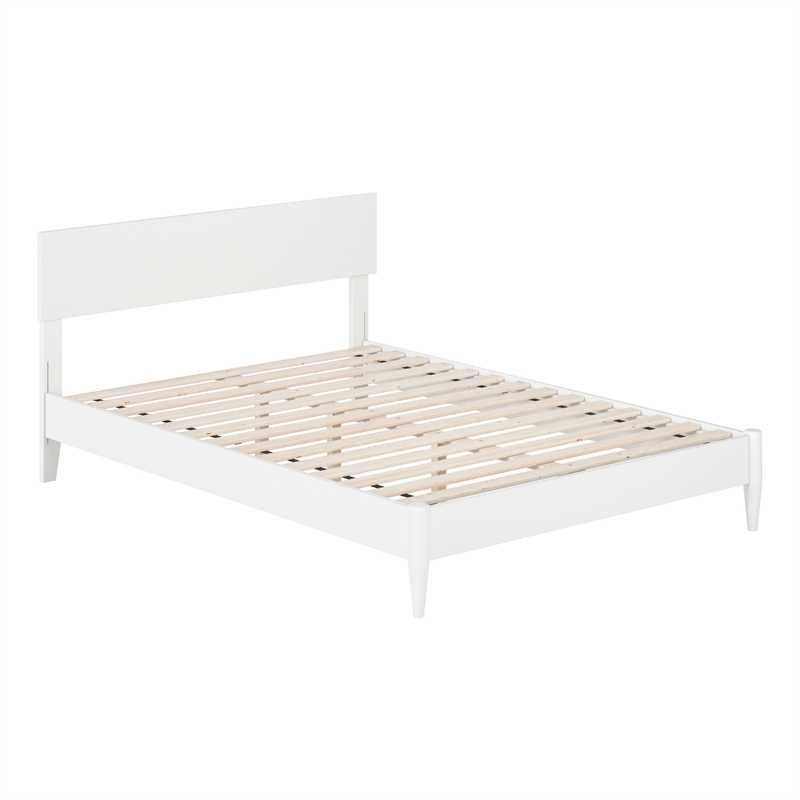 Aria Full Solid Wood Modern Low Profile Platform Bed in White