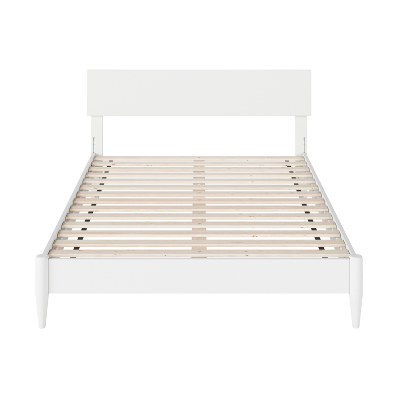 Aria Full Solid Wood Modern Low Profile Platform Bed in White