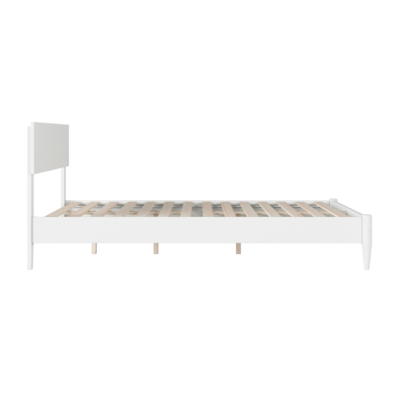 Aria Full Solid Wood Modern Low Profile Platform Bed in White