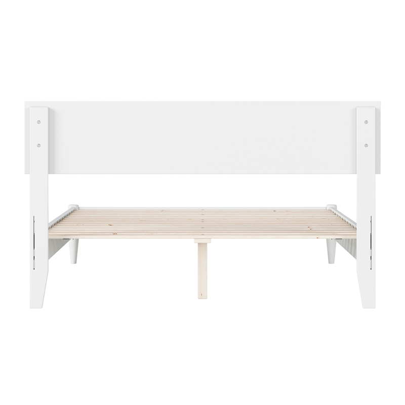 Aria Full Solid Wood Modern Low Profile Platform Bed in White
