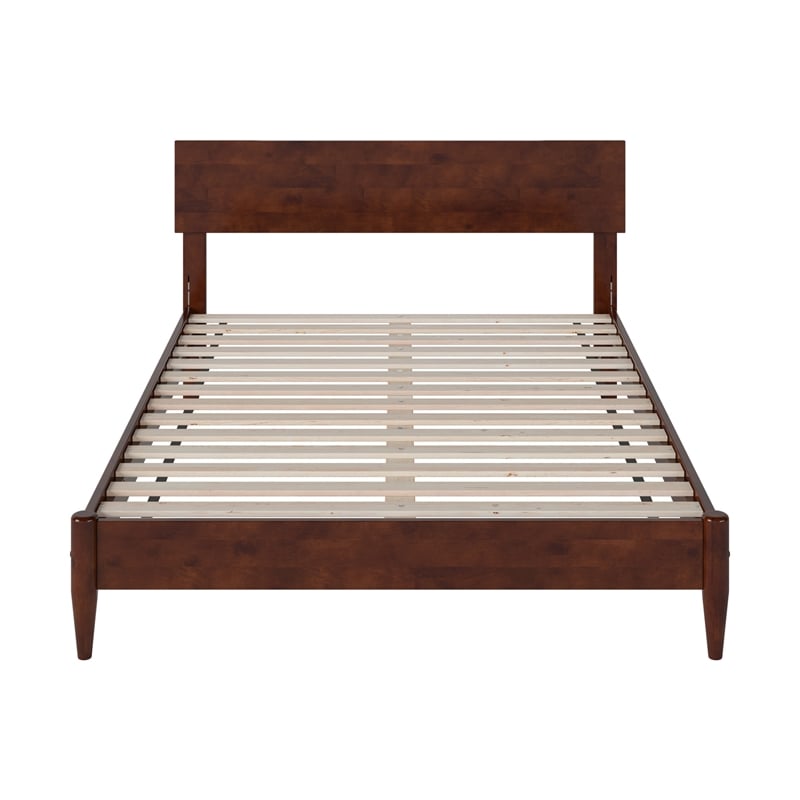 Aria Full Solid Wood Modern Low Profile Platform Bed in Walnut