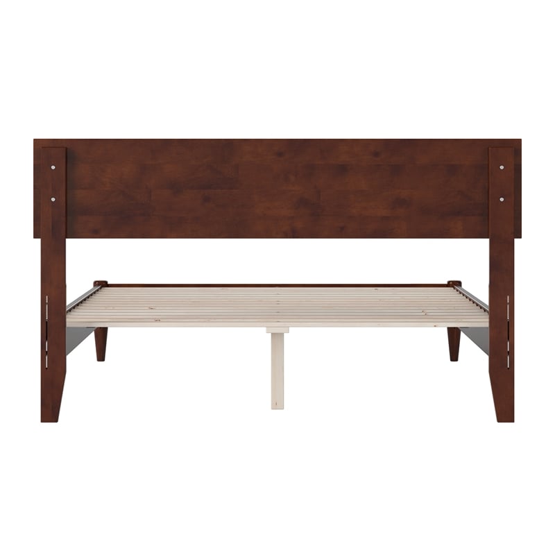 Aria Full Solid Wood Modern Low Profile Platform Bed in Walnut