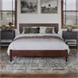 Aria Full Solid Wood Modern Low Profile Platform Bed in Walnut