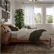 Aria Full Solid Wood Modern Low Profile Platform Bed in Light Toffee