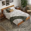 Aria Full Solid Wood Modern Low Profile Platform Bed in Light Toffee