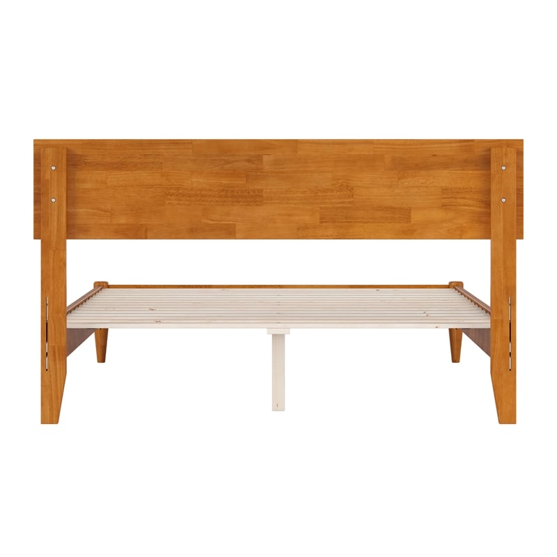 Aria Full Solid Wood Modern Low Profile Platform Bed in Light Toffee