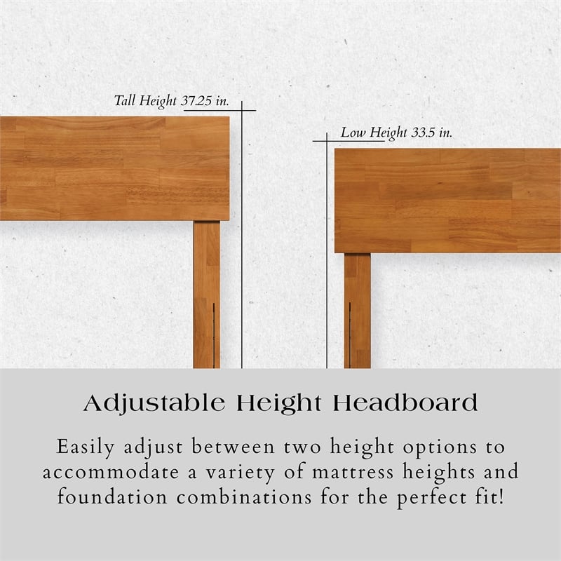 Aria Full Solid Wood Modern Low Profile Platform Bed in Light Toffee