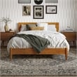 Aria Full Solid Wood Modern Low Profile Platform Bed in Light Toffee
