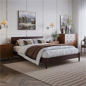 Aria Queen Solid Wood Modern Low Profile Platform Bed in Espresso