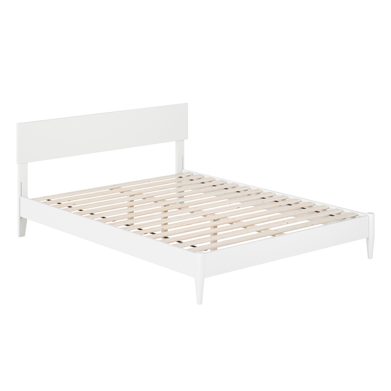Aria Queen Solid Wood Modern Low Profile Platform Bed in White