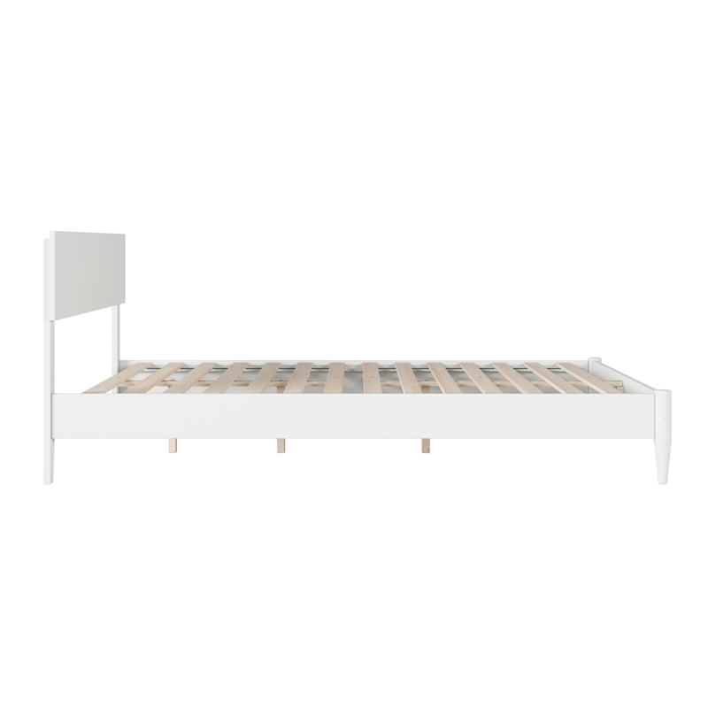 Aria Queen Solid Wood Modern Low Profile Platform Bed in White