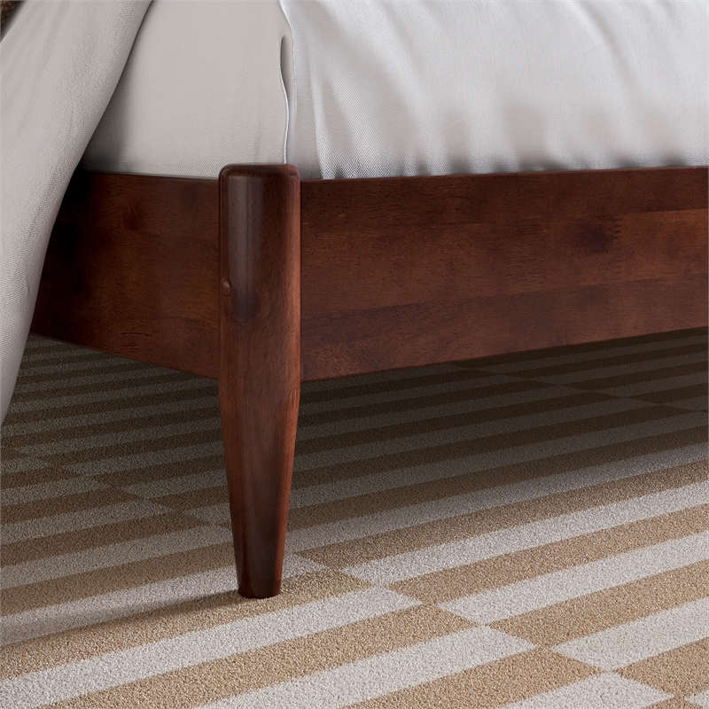 Aria Queen Solid Wood Modern Low Profile Platform Bed in Walnut
