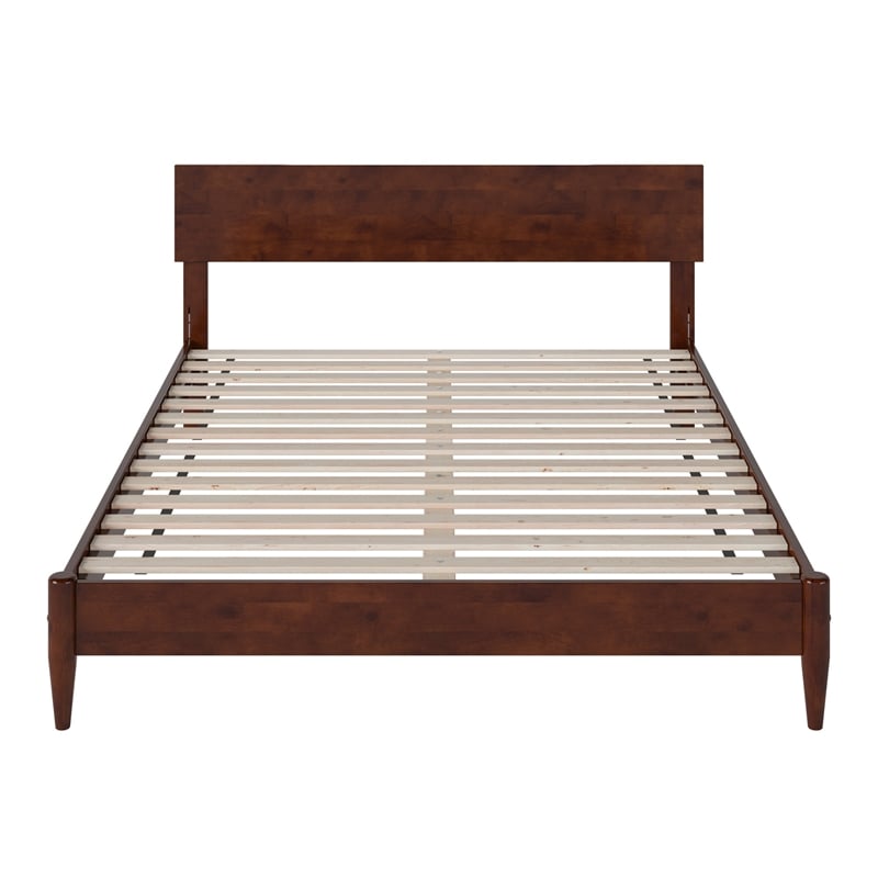 Aria Queen Solid Wood Modern Low Profile Platform Bed in Walnut