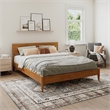 Aria Queen Solid Wood Modern Low Profile Platform Bed in Light Toffee