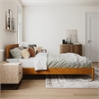 Aria Queen Solid Wood Modern Low Profile Platform Bed in Light Toffee