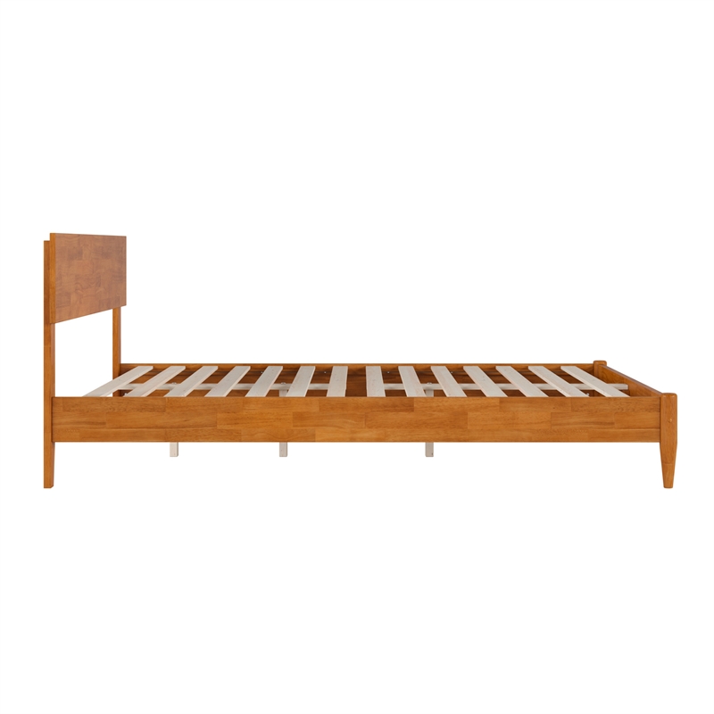 Aria Queen Solid Wood Modern Low Profile Platform Bed in Light Toffee