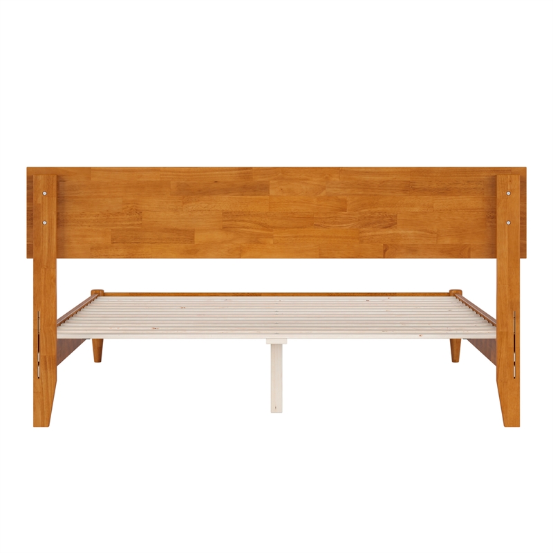 Aria Queen Solid Wood Modern Low Profile Platform Bed in Light Toffee