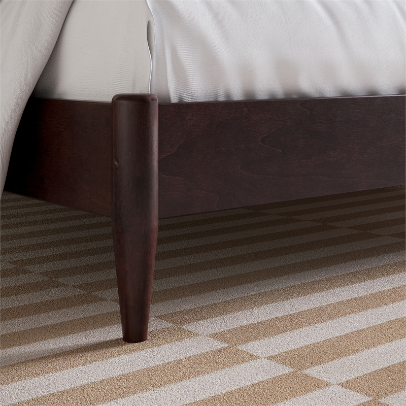 Aria King Solid Wood Modern Low Profile Platform Bed in Espresso