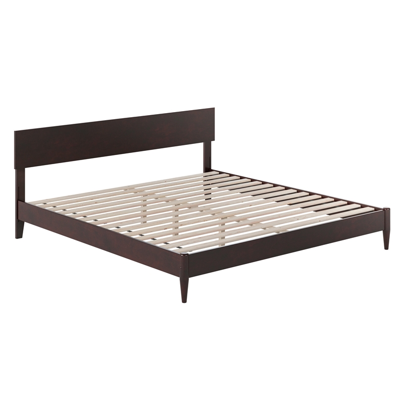 Aria King Solid Wood Modern Low Profile Platform Bed in Espresso