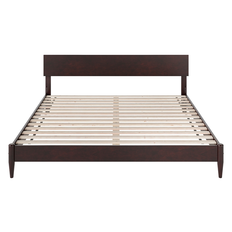Aria King Solid Wood Modern Low Profile Platform Bed in Espresso