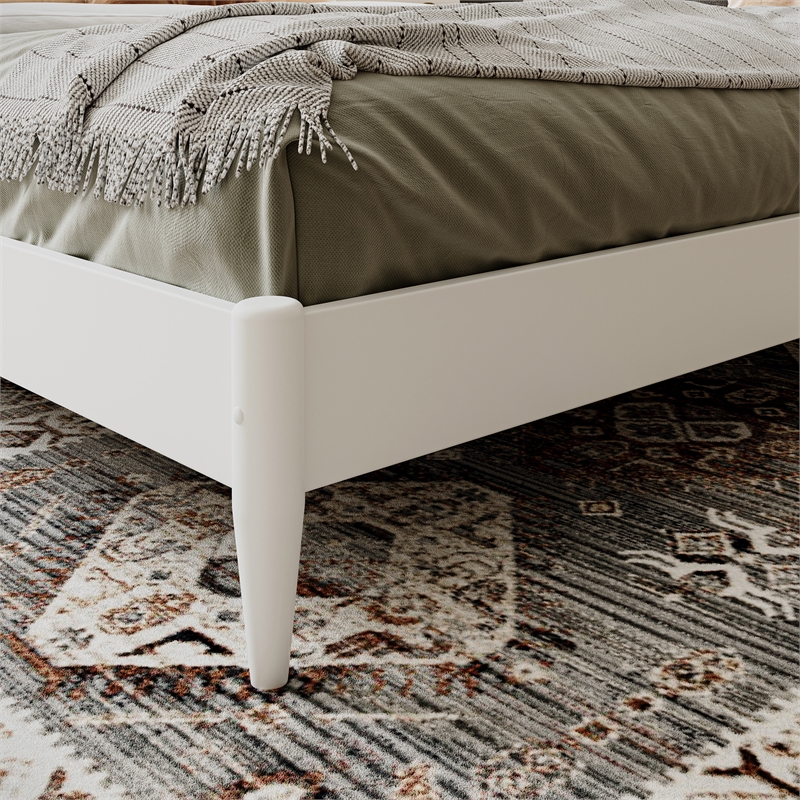 Aria King Solid Wood Modern Low Profile Platform Bed in White