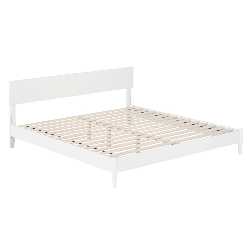 Aria King Solid Wood Modern Low Profile Platform Bed in White