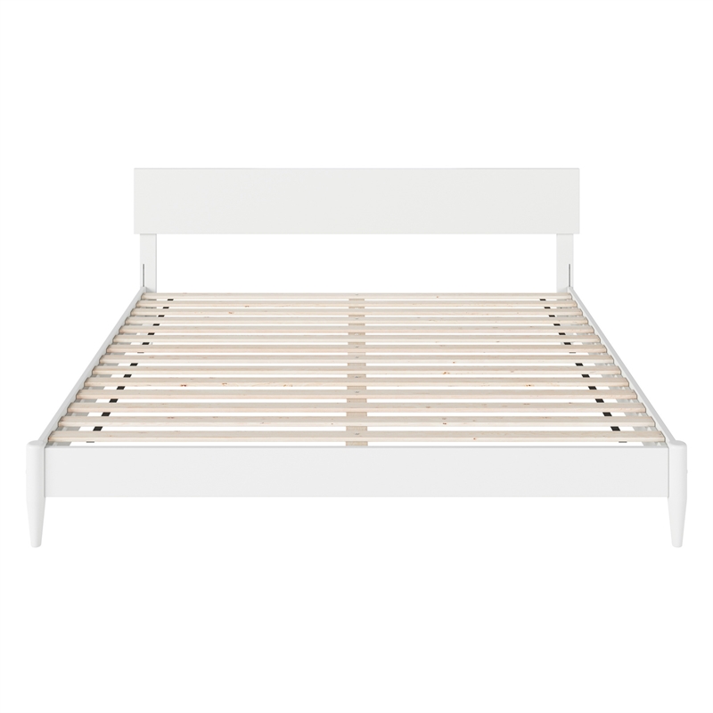 Aria King Solid Wood Modern Low Profile Platform Bed in White
