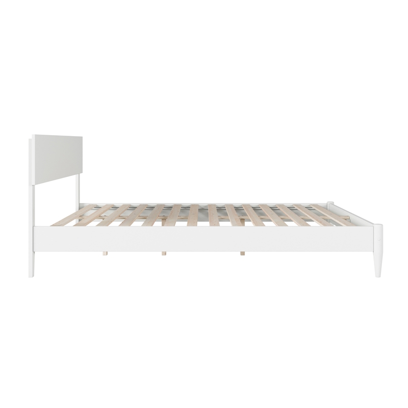 Aria King Solid Wood Modern Low Profile Platform Bed in White