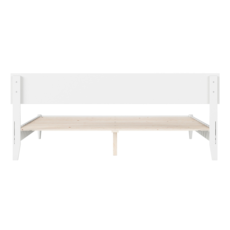 Aria King Solid Wood Modern Low Profile Platform Bed in White