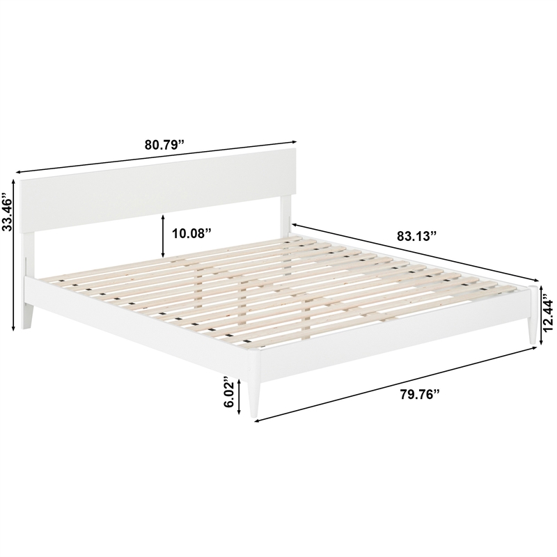 Aria King Solid Wood Modern Low Profile Platform Bed in White