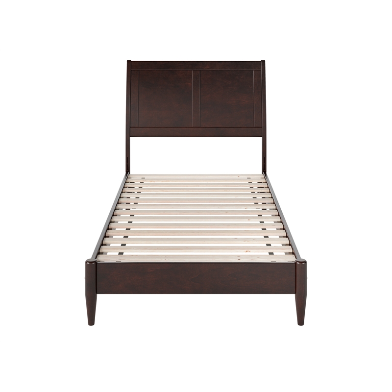 Valencia Twin Solid Wood Low Profile Sleigh Platform Bed in Espresso