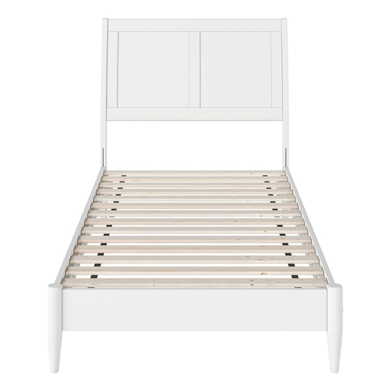 Valencia Twin Solid Wood Low Profile Sleigh Platform Bed in White