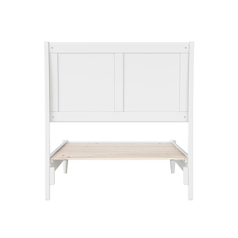 Valencia Twin Solid Wood Low Profile Sleigh Platform Bed in White