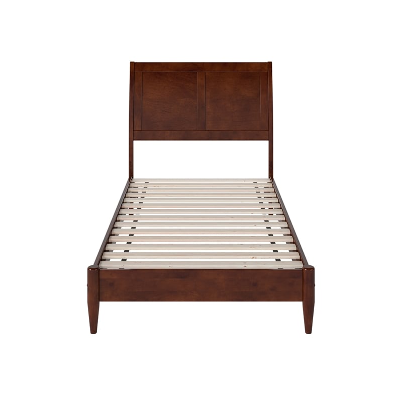 Valencia Twin Solid Wood Low Profile Sleigh Platform Bed in Walnut