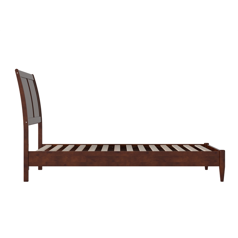 Valencia Twin Solid Wood Low Profile Sleigh Platform Bed in Walnut
