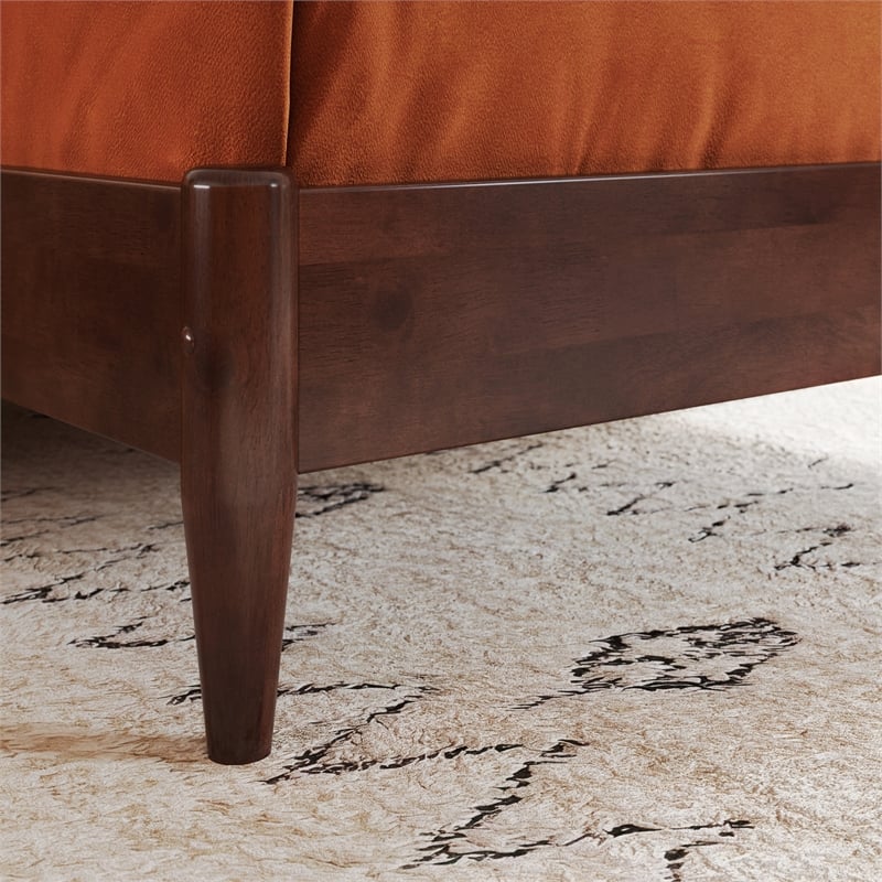 Valencia Twin Solid Wood Low Profile Sleigh Platform Bed in Walnut