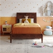 Valencia Twin Solid Wood Low Profile Sleigh Platform Bed in Walnut