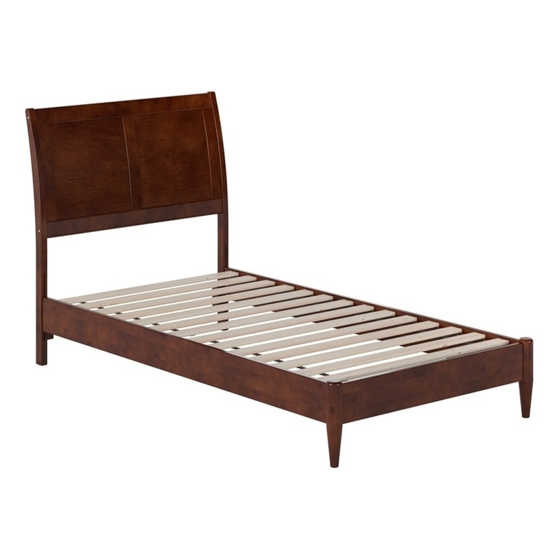 Valencia Twin Solid Wood Low Profile Sleigh Platform Bed in Walnut