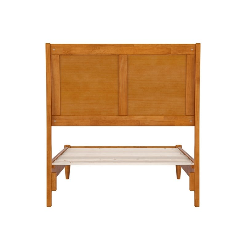 Valencia Twin Solid Wood Low Profile Sleigh Platform Bed in Light Toffee