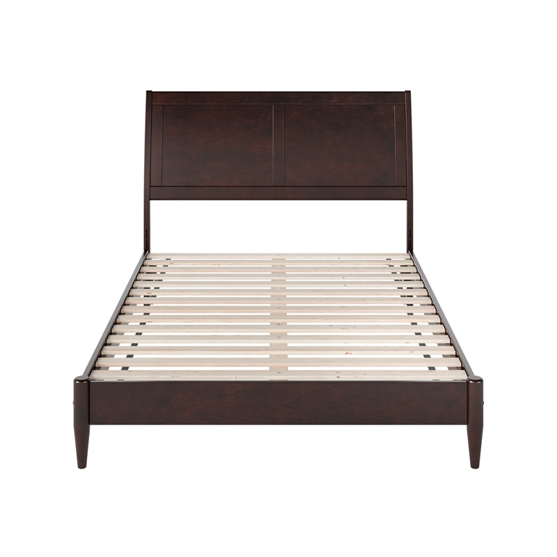 Valencia Full Solid Wood Low Profile Sleigh Platform Bed in Espresso