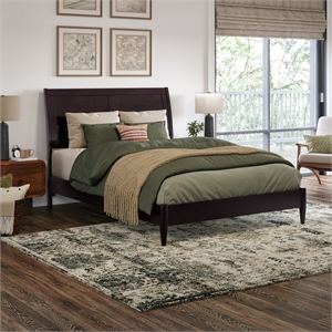 AFI Valencia Solid Wood Low Profile Sleigh Full Platform Bed in Espresso