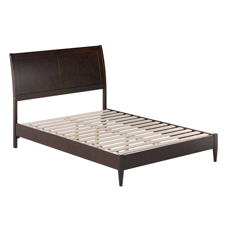 Valencia Full Solid Wood Low Profile Sleigh Platform Bed in Espresso