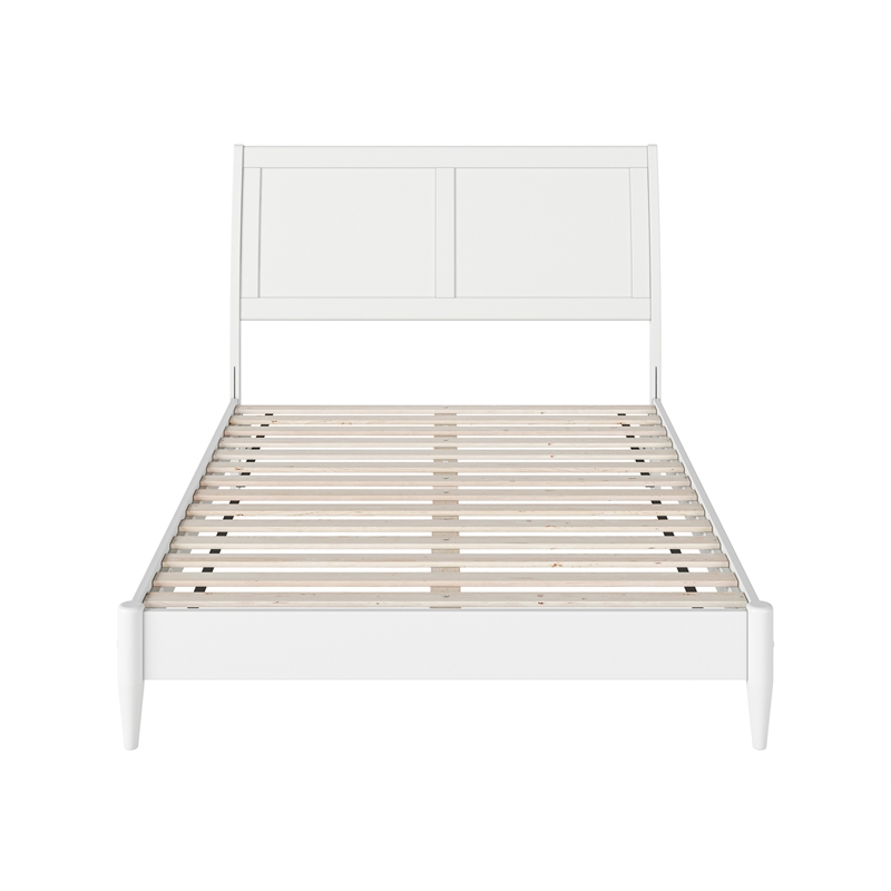 Valencia Full Solid Wood Low Profile Sleigh Platform Bed in White