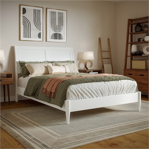 afi valencia solid wood low profile sleigh full platform bed in white