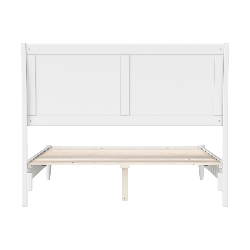 Valencia Full Solid Wood Low Profile Sleigh Platform Bed in White
