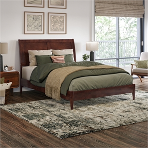 afi valencia solid wood low profile sleigh full platform bed in walnut