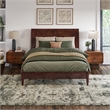 Valencia Full Solid Wood Low Profile Sleigh Platform Bed in Walnut